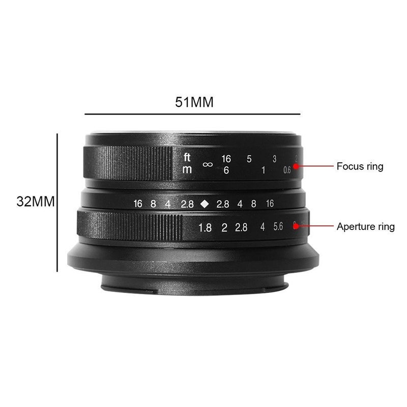 7artisans عدسة 7artisans 25mm F1.8 APS-C واسعة الزاوية بتركيز يدوي لكاميرات سوني E-mount مثل A7 A7II A7R A7RII A7S A7SII A6500 A6300 A6000 A5100 A5000 EX-3 NEX-3N NEX-3R NEX-F3K NEX-5 NEX-5N (أسود) - Image 3